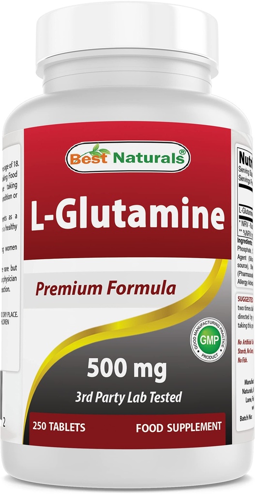 Melhores naturais L-Glutamina 500 mg 250 Comprimidos