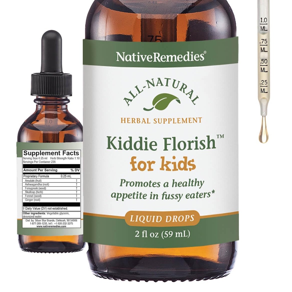 Remédios nativos Kiddie Florish - Todos os suplementos naturais de ervas promove um apetite saudável em comedores picaretas - 59 mL
