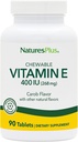 NaturesPlus Vitamina E Chewable - 400 iu, 90 comprimidos vegetarianos - Sabor de alfarroba natural - Função cardiovascular saudável, defesa livre-radical e bem-estar geral - sem glúten - 90 serviços