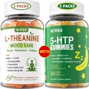 NEVISS Sugar Free L-Theanina calma chicletes 120 Condes + Açúcar livre 5-HTP chicletes 120 Condes