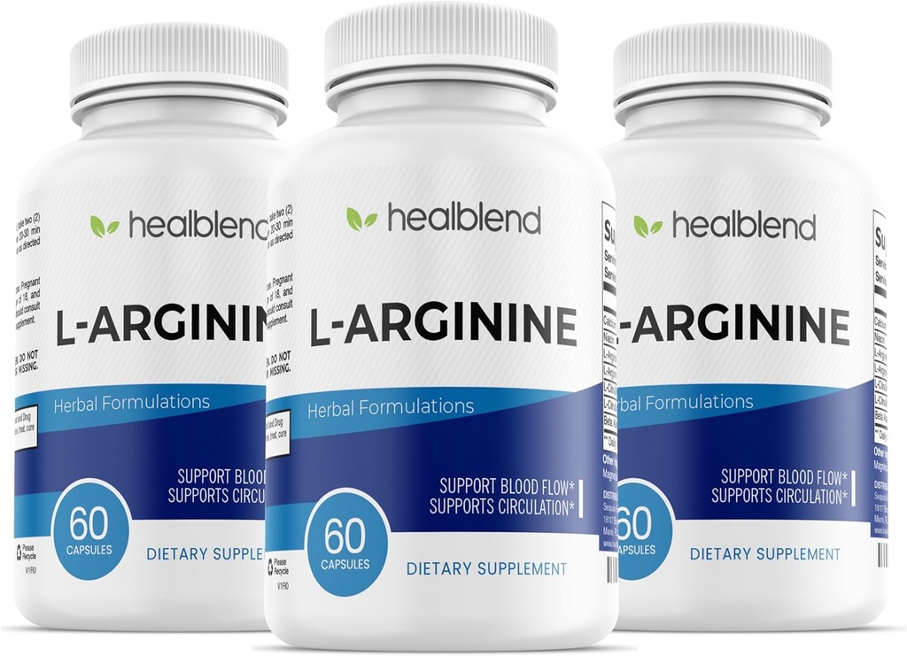 healblend L-Arginina Plus: cálcio, niacina, L-Arginina Blend, L-Citrulina Complexo & Beta Alanina - 180 Cápsulas (3 Embalagem)