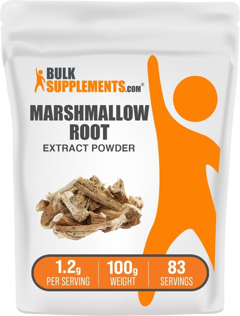 BulkSuplementos.com Extrato de raiz de Marshmallow Pó - suplemento de raiz de Marshmallow, suplemento de ervas - sem glúten, 1.2g por serviço, 100g (3,5 oz) (Pacote de 1)