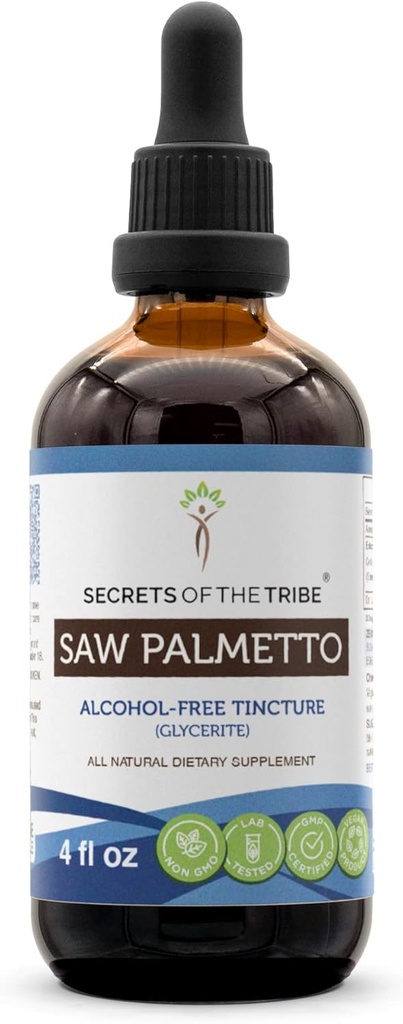 Serra Palmetto Tintura extrato líquido sem álcool, Serra Palmetto (Serenoa Repens) Berry seco (4 FL OZ)