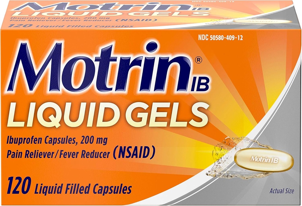 Motrin IB 200mg Ibuprofeno líquido Gel Reliever / Redutor de Febre para dores e dor, 120 ct