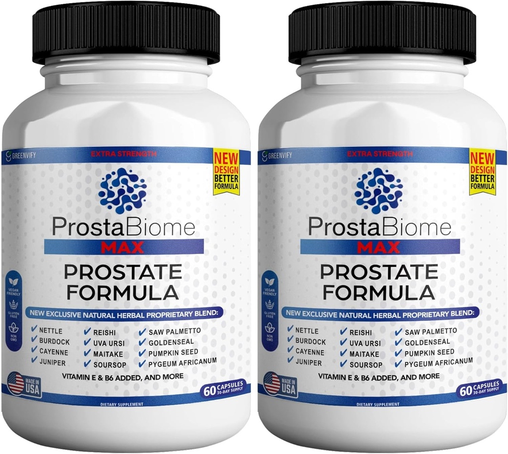 ProstaBiome Max Fórmula de suporte de próstata, mistura natural de ervas com serra Palmetto, 60 cápsulas, 30 dias de fornecimento (2)