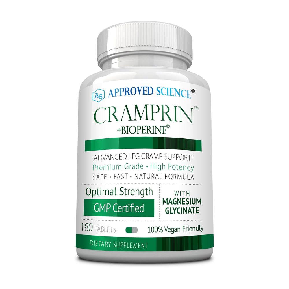 Cramprina científica aprovada - Magnésio de alta absorção, Complexo de vitamina B, BioPerine - suprimentos de 3 meses - 180 cápsulas - Vegan