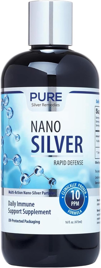 Pure Nano Silver Spray 16 onças Refil , 10 PPM Suplemento de suporte imunológico diário , facilmente absorvedo Coloidal Nano Silver Spray , Probiótico-Amigo Solução de prata