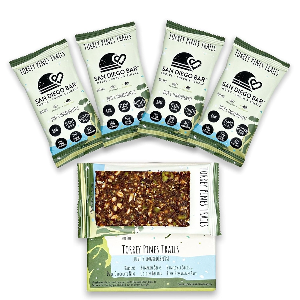 San Diego Bar-Torrey Pines Trails (Pumpkin + Sun Flower ) RAW & Vegan Protein Bares ( Sugar & Gluten Free ) Bares de café da manhã (bares de energia )