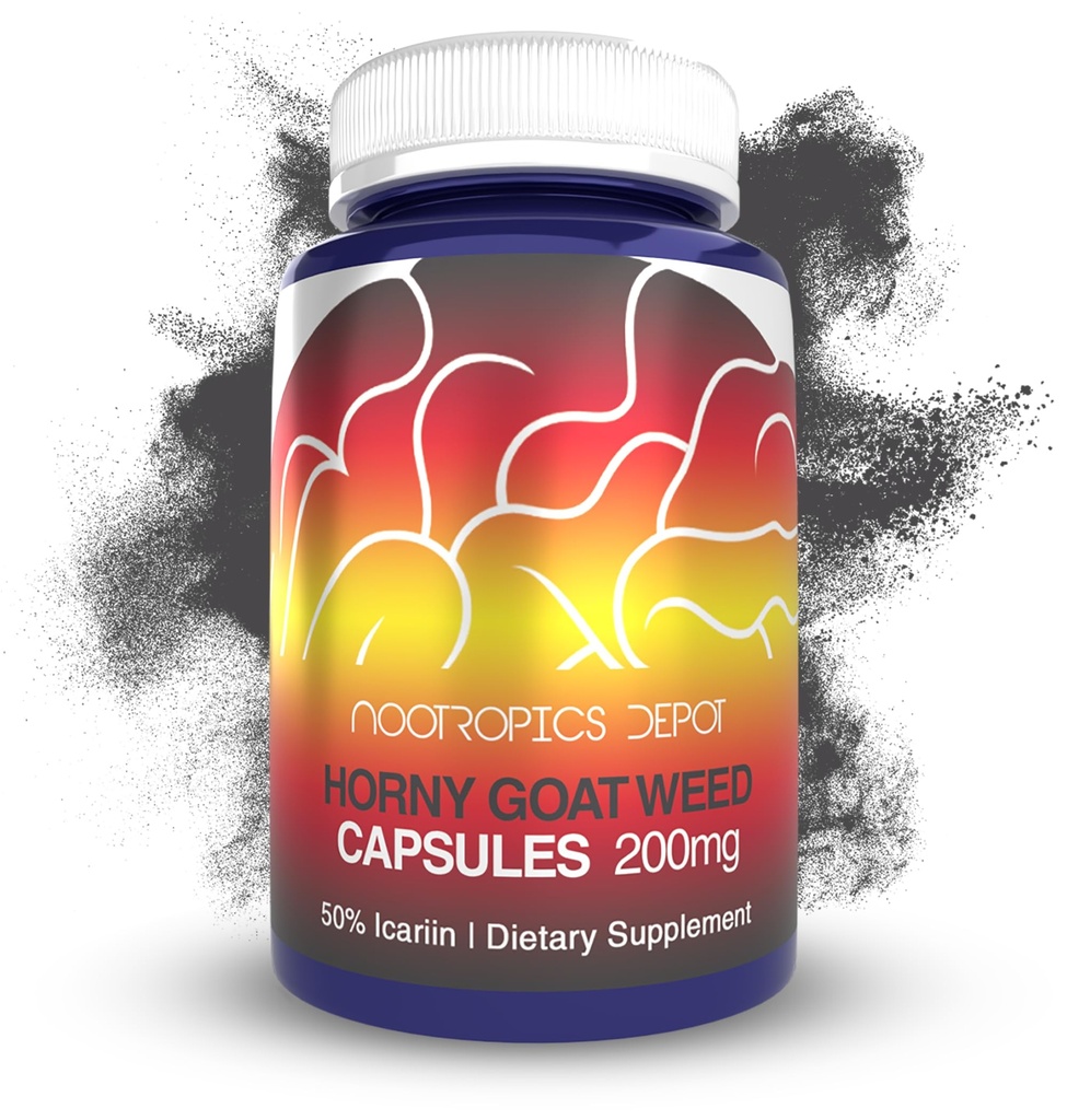 Nootropics Depot Horny Goat Weed Cápsulas (ou 200mg) Contagem de 90 (ou 50%)