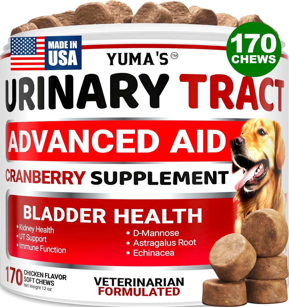Tratamento de ITU do cão - 170 Doces - Suplemento de cranberry para cães - Controle de bexiga - Tratamento de infecção urinária - Medicina de ITU Multivitamin - Vitaminas e Suplementos - Made in USA