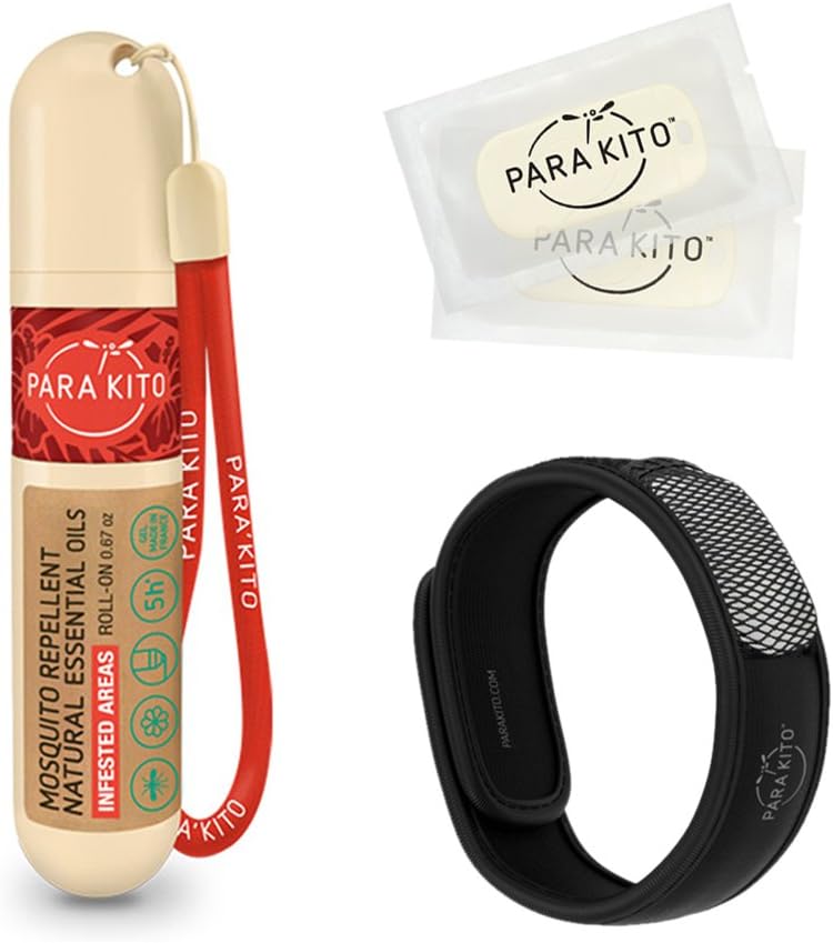 Pacote Repelente do Mosquito, 1 Pulseira Repelente do Mosquito, 1 Gel Roll-on, Pulseiras Repelentes do Bug, Dispositivos Repelentes do Mosquito Wearable, Preto