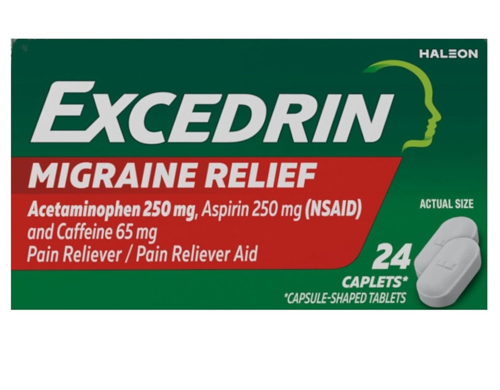Excedrina Enxaqueca Dor Reliever Caplets 24 ea