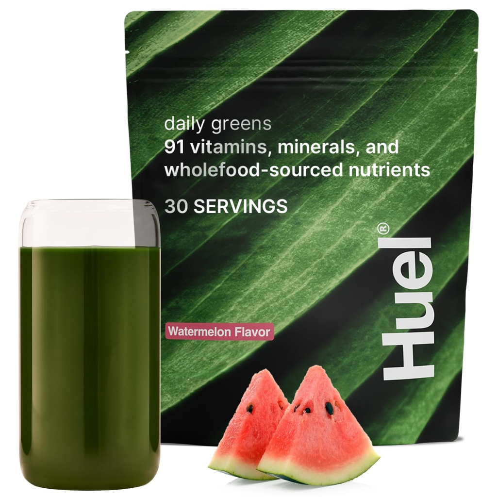 Huel Daily Greens Melancia □ Superfood Greens Powder □ 91 Vitaminas, Minerais e Ingredientes Gerados por Alimentos Integrais