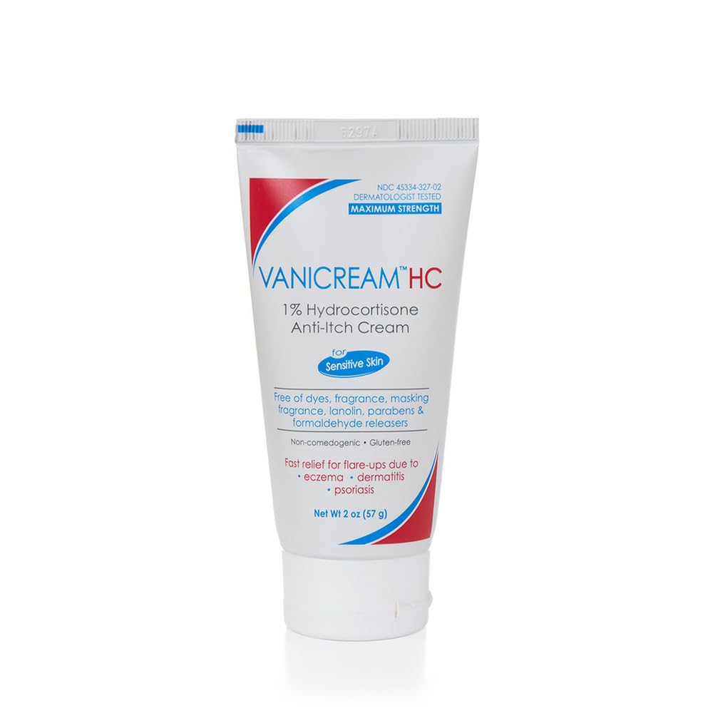 Vanicream 1% Hidrocortisona Anti-Itch Cream - 2 onças - Fórmula máxima de resistência OTC para pele sensível