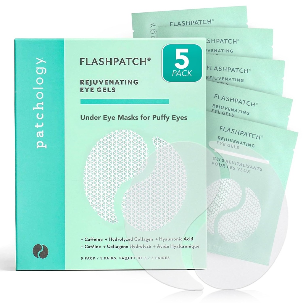 Patchology Under Eye Gel Patches – Máscaras Oculares Naturais para Olhos Puffy, Círculos Escuros & Sacos Olhos, Relaxante tratamento de pele para todos os tipos de pele, beleza & cuidados pessoais Essenciais (5 pares)