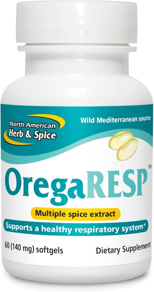 HERB & ESPECIARIA NORTE-AMERICANA OregaResp P73-60 Softgels - Suporta Imune & Saúde Respiratória - Complexo de Óleo de Especiaria Múltipla com Óleo de Orégano P73 - Não-GMO - 30 Servimentos