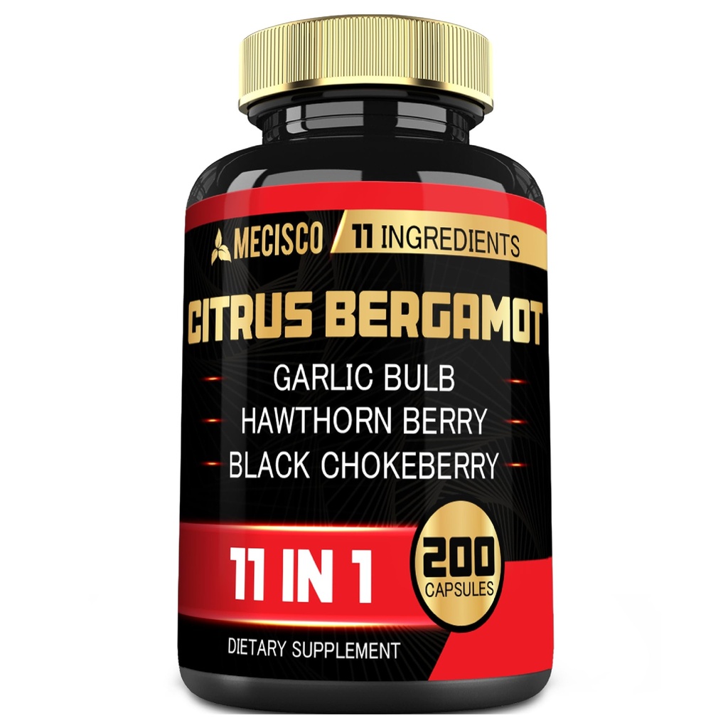 11in1 Citrus Bergamot Suplemento 1000mg com Folha de Oliva, Hawthorn Berry, Guggul, Alho e Mais - Imunidade de Suporte, Sistema Circulatório e Saúde Geral - 200 Cápsulas