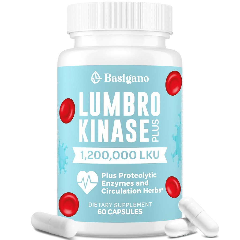 Suplemento lumbroquinase, 1,2 milhões de LKU - 120mg Cápsulas, Potent Nattokinase Alternativa com Enzimas Proteolíticas e Mistura de Ervas