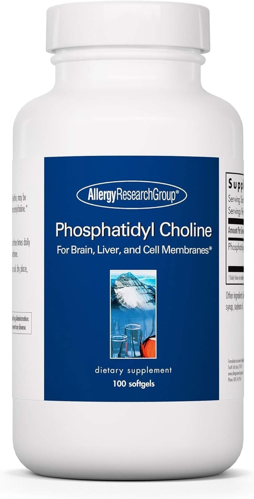 Grupo de Pesquisa em Alergia Phosphadityl Choline - Phosphaditylcoline Supplements for Brain and Hever Health, Soy Lecithin Extract for Focus and Memory, 385mg Per Capsule - 100 Softgels