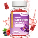 Gummies de açafrão, 10 em 1 Suplementos de açafrão Gummies com magnésio, Ashwagandha & Rhodiola Rosea, Açúcar Free Vegan misto sabor Berry - 60Cts