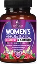 Probióticos para Mulheres 60 bilhões UFC - 16 Strains, Prebióticos & Cranberry, PH Balance, Saúde Digestiva, Suporte vaginal e imunológico, Mulheres Probiótico para a saúde da tripa, prateleira estável - 60 Cápsulas