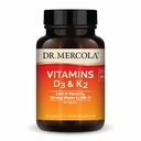 Dr. Mercola Vitaminas D3 & K2 - Suporta Imune, Cérebro, Cardiovascular, Respiratória e Saúde Óssea - livre de OGM, sem glúten e sem soja - 30 Cápsulas (30 Servões)