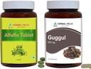 HERBAL HILLS Alfalfa Comprimidos e Cápsulas Guggul Pacote Guggulu de 2 Combo