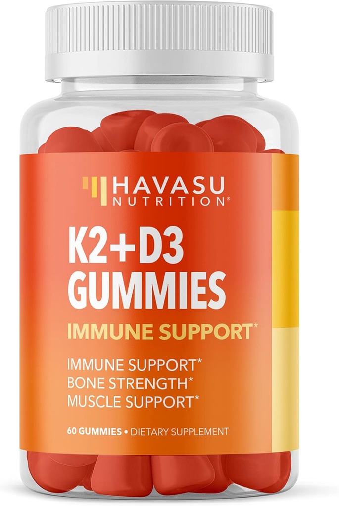 NUTRIÇÃO HAVASU Vitamina D3 K2 Gummies, Framboesa, 60ct
