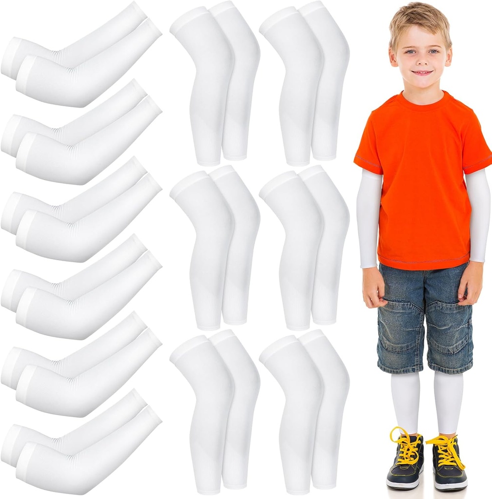 Panitay 6 conjunto Eczema braço e mangas perna coçar mangas elástico braço joelho envoltório Eczema capa para Itch alívio e terapia molhada (criança, branco)