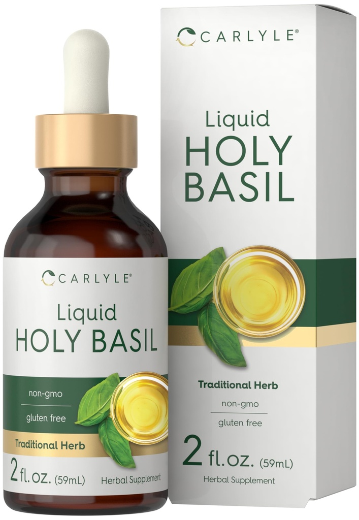 Carlyle Holy Basil Tintura 2 Fl Oz Extrato Líquido Suplementar de Folha de Tulsi gotas vegetarianas Não-GMO, sem glúten