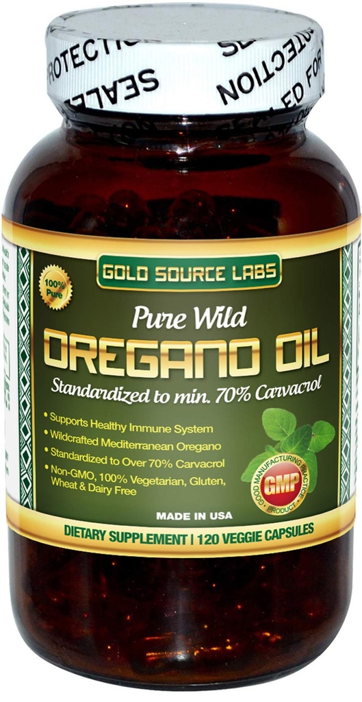 Cápsulas de óleo de orégano selvagem - 120 líquido Veggie Softgels - Puro extrato de folhas de orégano selvagem padronizado oferece 70% Carvacrol (32 mg) para a saúde do sistema imunológico - Não OGM, Vegan, Gluten Free