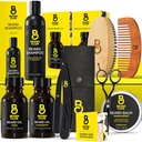 The Beard Club Premium Beard Kit para Homens - Grooming & Care Kit - Cedar & Sandalwood Oil, Sandalwood Balm, Shampoo, Escova, Comb, Tesoura de aparar, Straight Edge Razor - Conjunto de presentes