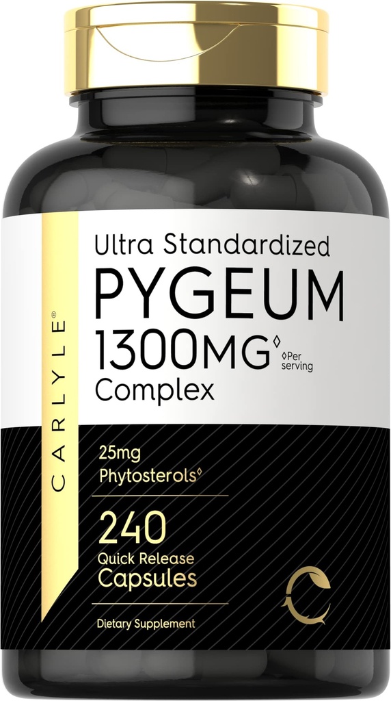 Carlyle Pygeum Suplemento 1300mg 240 Cápsulas Não-GMO, sem glúten Suplemento Extrato de casca de Africanum