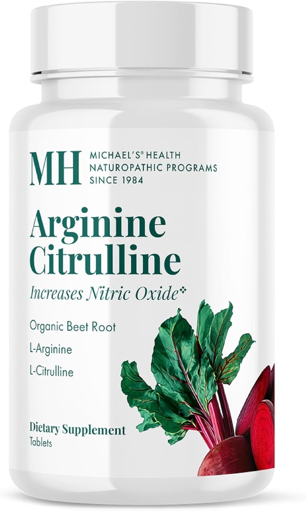Programas Naturopáticos de Saúde de MICHAEL Citrulina Arginina - 90 Comprimidos - Aumenta Óxido nítrico - com Raiz de Beterraba Orgânica - 30 Servimentos