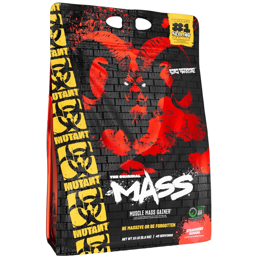 Massa mutante peso Gainer proteína em pó com Whey, e caseína mistura de proteína para alta calórica exercícios Shakes, smoothies, e bebidas, 15 lb - banana morango