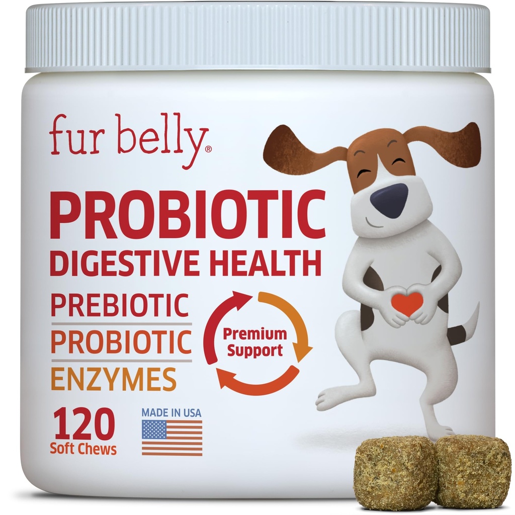 Probióticos para cães - Hot Spot Remedy para cães + Prebiótico - Mastigas de alergia do cão - Melhorar a digestão e aborrecimento da barriga, aliviar o gás e diarréia, probióticos do cão e enzimas digestivas, 120 dentes probióticos do cão