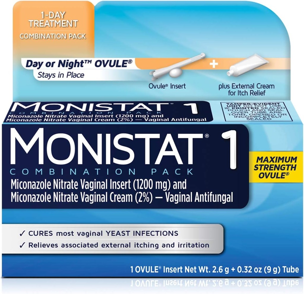 MONISTAT 1-Dose Tratamento de Infecção por Levedura, 1 Ovula Inserir & Coceira externa Creme