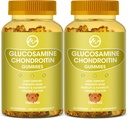 Glucosamina Condroitin Gummies com HSH - 1500mg Força Extra para Apoio Conjunto, Suporte Imune - para Adultos, Homens e Mulheres, 60 Count, Embalagens de 2