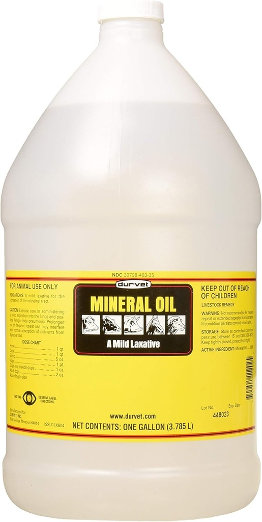 Durvet, Óleo Mineral Leve Laxativo, 1Gallon/3.785L