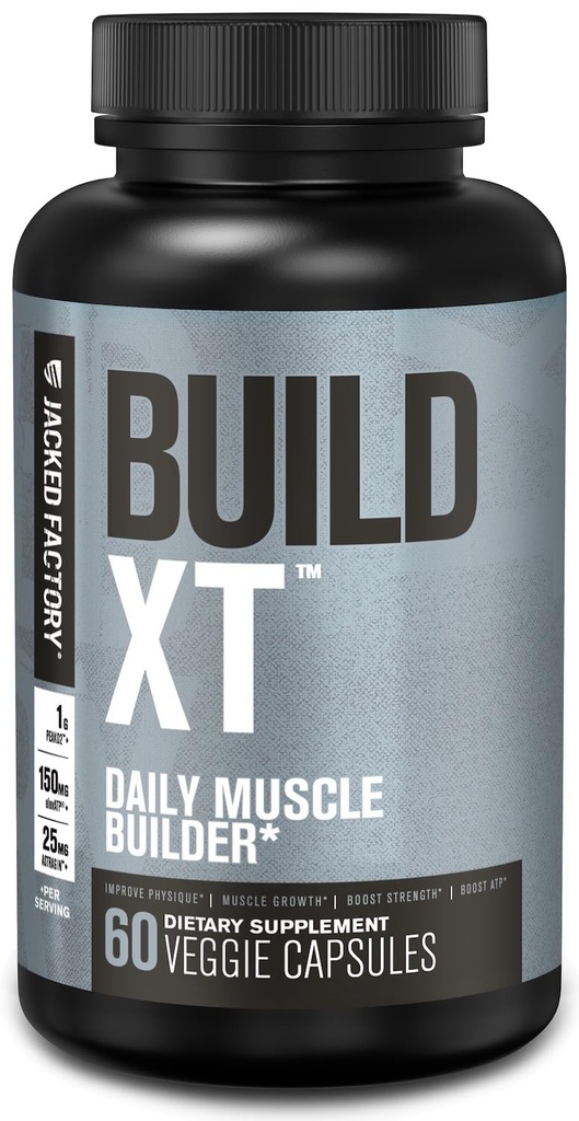 Jacked Factory Build-XT Daily Muscle Builder & Performance Enhancer - Muscle Building Supplement for Muscular Strength & Growth - 60 comprimidos vegetarianos