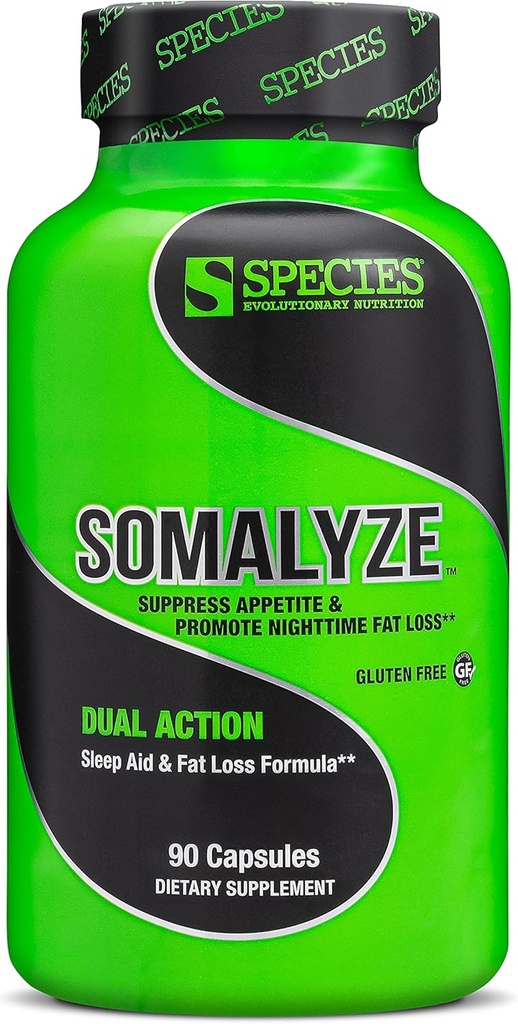 Espécie Nutrição Somalyze Estimulante Livre, Supressor de Apetite com GABA e Melatonina, Cápsulas 90