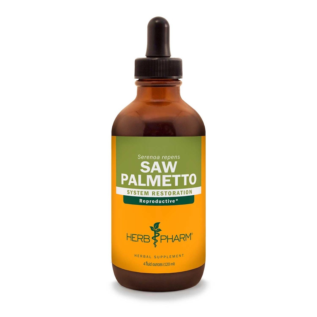 Herb Pharm Saw Palmetto Berry Extrato líquido para suporte de próstata - 4 Onça