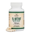 Metilfolato 1.000mcg, 120 cápsulas (Terceiro partido testado suplemento de folato de metilo) Folato metilado é uma forma mais ativa de folato do que ácido fólico (Não-GMO, Vegan seguro) por madeira dupla