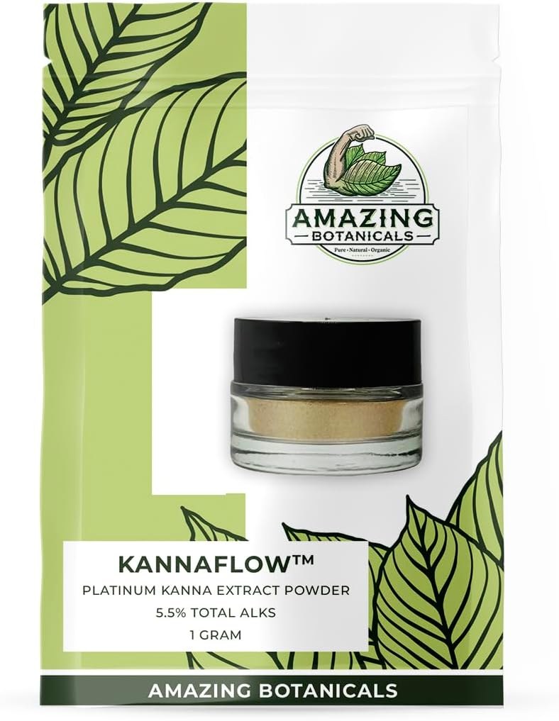 Kanna Extract Powder, Premium Lab Refinado Sceletium Tortuosum Extract .5% Alcaloides ativos, 80% Mesembrina - 25mg Extrato rico em alcaloides - Inclui dosagem de colher - (1 grama) 40 porções