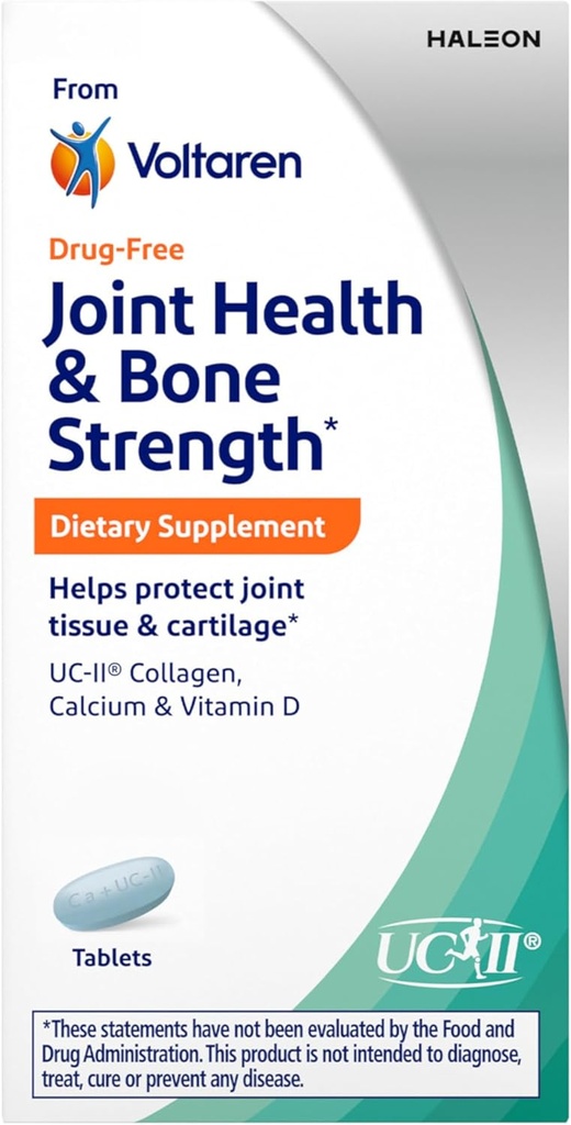 Suplemento dietético de força óssea e saúde comum de Voltaren, com colagénio UC-II (R), cálcio e vitamina D para envelhecimento saudável do tecido articular e cartilagem – 30 Count Bottle