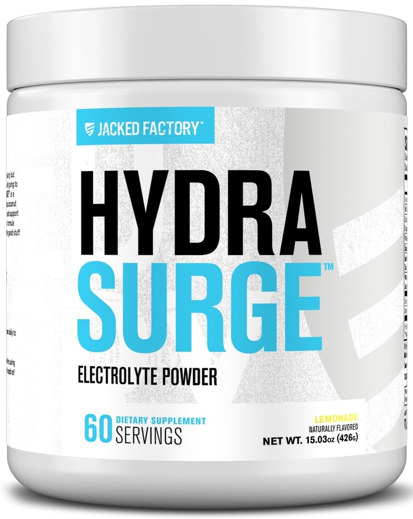 Fábrica Jacked HYDRASURGE Electrolyte Powder - Hydration Supplement w / Key Minerals, Himalaia Sea Salt, Água de coco - Keto Friendly, naturalmente adoçado - 60 Servings, Limonada