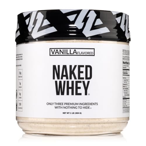 Proteína de Whey Baunilha NAKED 1Lb, Apenas 3 Ingredientes, Todos Natural Grass Feed Whey Protein Powder + Vanilla + Coconut Sugar-GMO-Free, Soy Free, Gluten Free.