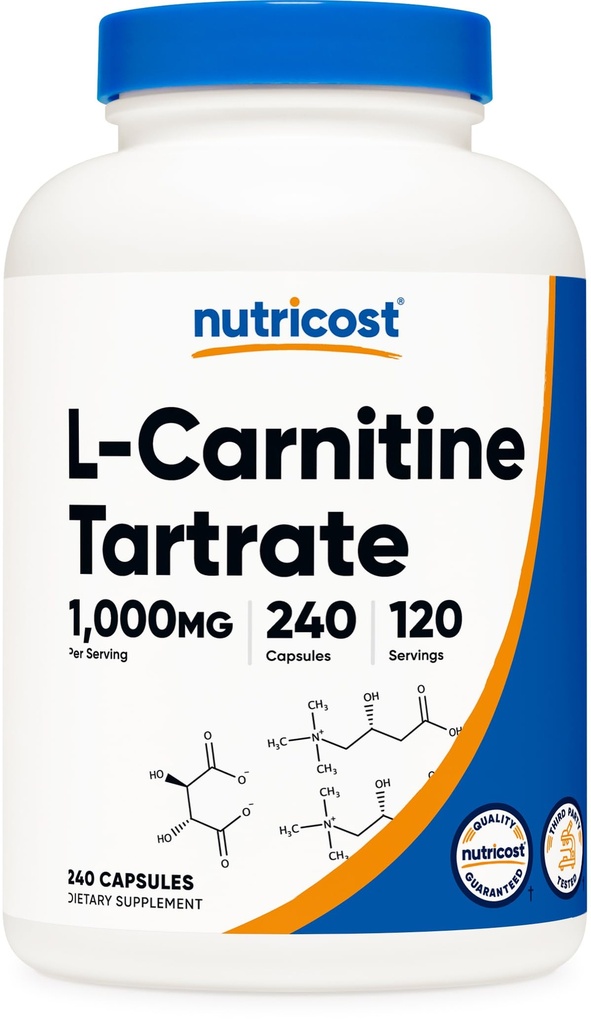 Nutricost L-Carnitina Tartrato 1.000mg, 240 Cápsulas - 500mg Por Cápsula, 120 Servings