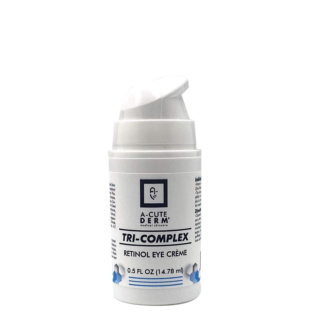 A-Cute Derm Tri-Complex Retinol Eye Crème – Hydrating Eye Cream with Retinol, Vitamina C & E – Ajuda a suavizar a aparência de linhas finas – 0,5 oz