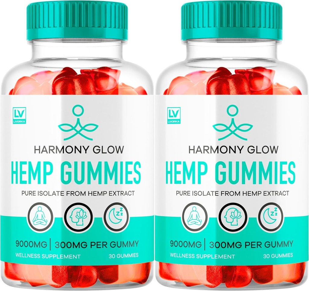 (2 Pack) gomas de cânhamo Harmony Glow, gomas de cânhamo Harmony Glow, suplemento Harmony Glow, cânhamo natural Harmony Glow, gomas de cânhamo Harmony Glow, gomas multivitamin Harmony Glow, 60 gomas para 2 meses